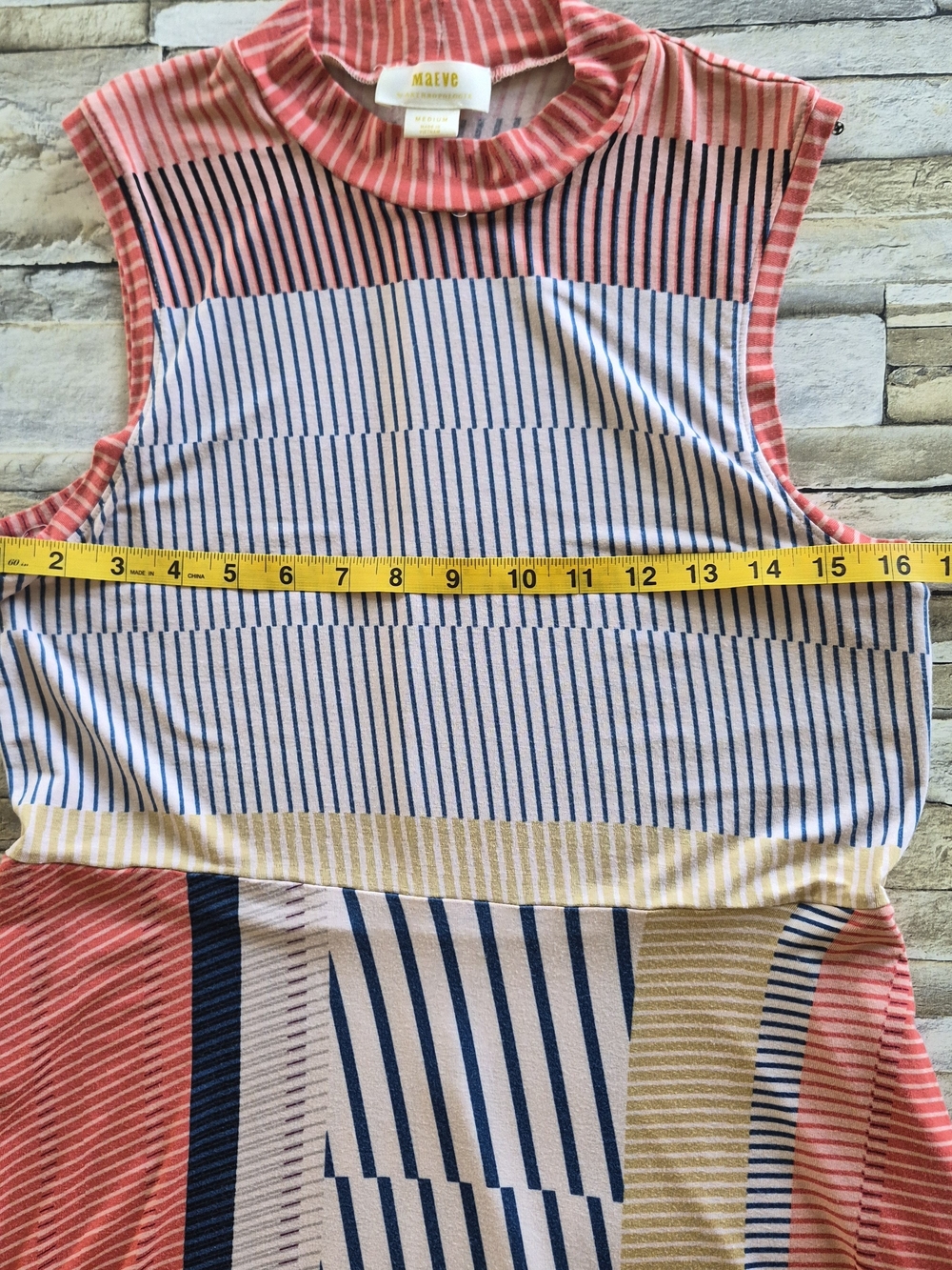 ​Maeve Anthropologie Midi Dress Womens M Multicolor Striped Geometric Mock Neck - Picture 4 of 11